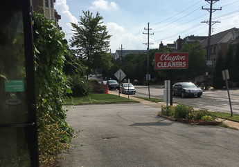 Clayton Cleaners store front in University City, Missouri.