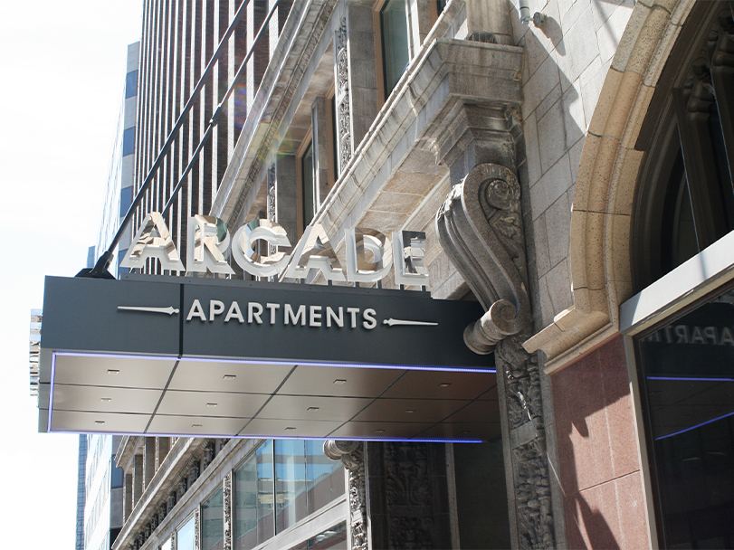 Arcade Apartment Building entrance