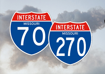 Hwy sign of I-70 and I-270 in St. Louis area - report odor concerns from the area