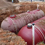 Two NI 356 underground storage tanks in the process of being installed