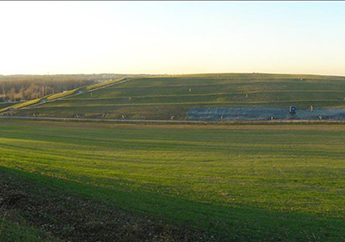 Closed Bridgeton Landfill covered with a vegetative cap