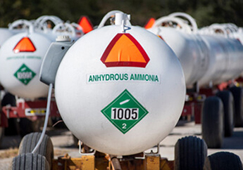 Multiple Anhydrous ammonia tanks on wheels, ready for use