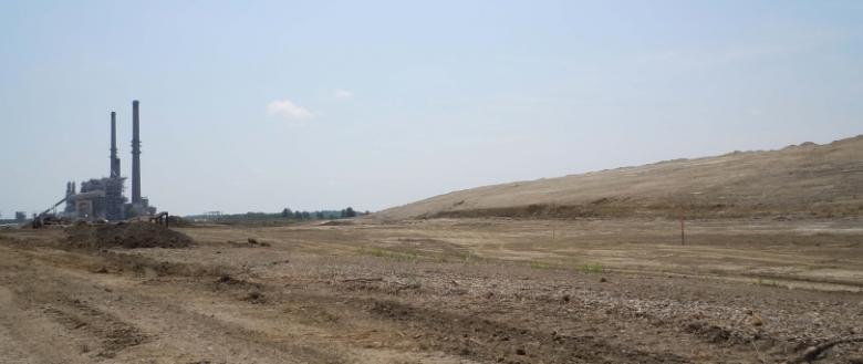 The power station and part of the ash landfill at the Kansas City Power and Light's Montrose Station