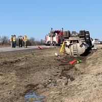 Environmental emergency response responded to an overturned fuel tanker.