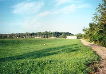 Closed sludge pit at the BP Amoco site in Sugar Creek, Missouri.