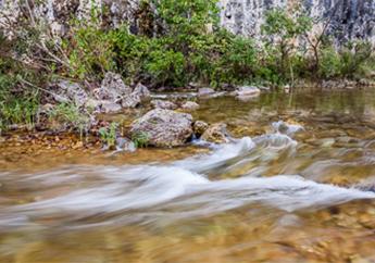 water flowing in a stream