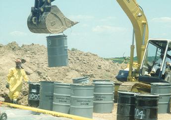 Drum removal from the Sullivan Landfill site, which is part of the Oak Grove Village Well NPL site in Sullivan, Franklin County.