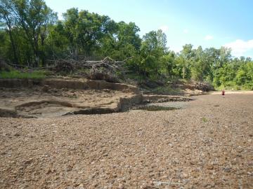 Restored Big River stream channel and stream bank