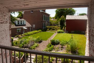 Overlooking the gardens at Deutscheim State Historic Site