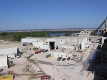 Overhead view of the main facility complex