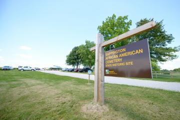 Park sign of Sappington African American Cemetery State Historic Site in MoStateParks