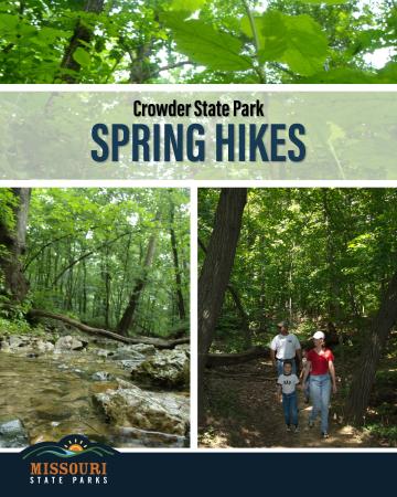 Family of four is hiking in Crowder State Park