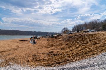 Construction on the beach at the Thousand Hills State Park